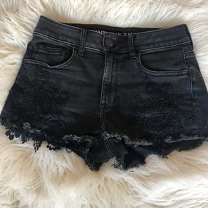 American Eagle Black Denim Super Stretch Shorts 4